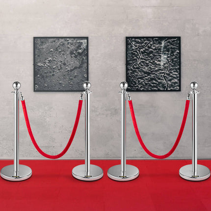 Crowd Control Stanchion Set, 4-Pack, 1.5 m Red Rope