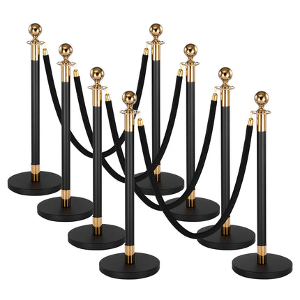 Crowd Control Stanchion Set, 8 Posts, 6 Velvet Ropes