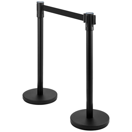 Crowd Control Stanchions Set of 4, 6.6 Ft Black Belt