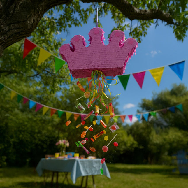 Set de piñata Crown cu băț și mască pentru ochi