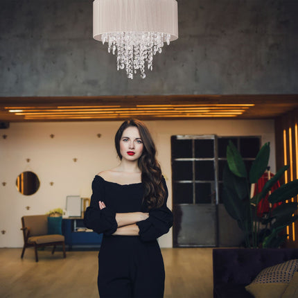 Candelabru de cristal cu abajur