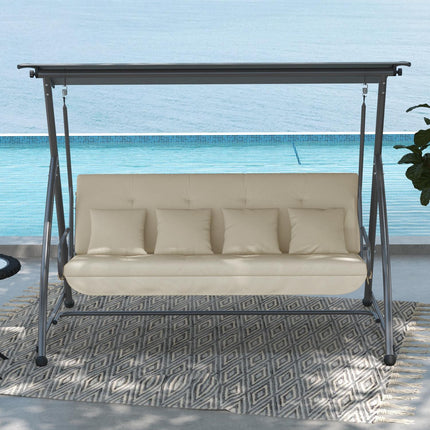 Set Perne Pentru Leagan Hollywood Perna Scaun 170 Cm, Perna Leagan, Perna Sezut, Perna De Gradina Cu Perne Spatar Si Laterale, Bej