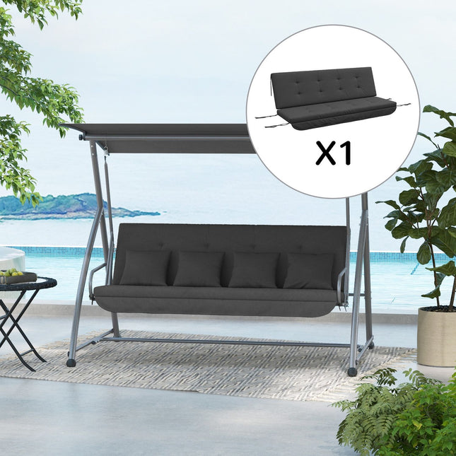 Set Perne Pentru Leagăn Verandă 170 Cm Pernă Scaun Pernă Leagăn Pernă Sezut Leagăn De Grădină Pernă De grădină Pernă pentru spate Gri închis