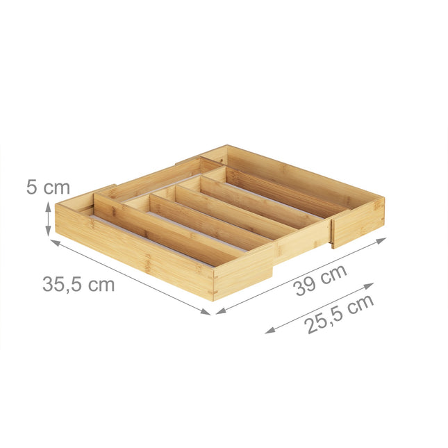 Tava pentru tacamuri bambus 40 cm extensibila