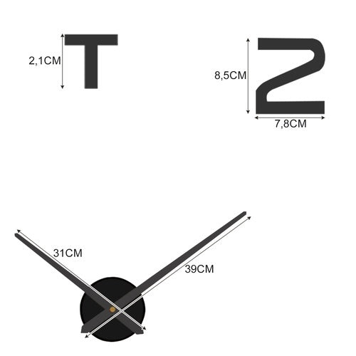Ceas de perete 3D DIY, negru, 60-130 cm, silențios, stil Loft