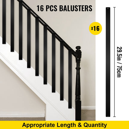 Deck Balusters, 16-Pack Aluminum 29.5 x 1 in, Black