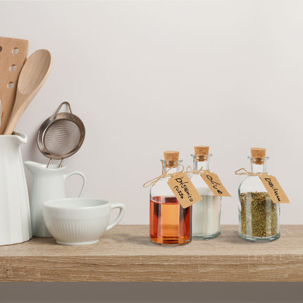 Set sticle decorative din sticla cu capace din pluta, pachet de 6