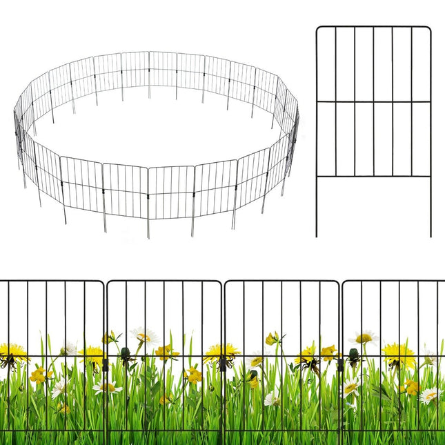 Gard metalic decorativ de gradina, 25 bucati, rezistent la rugină, 33x61 cm