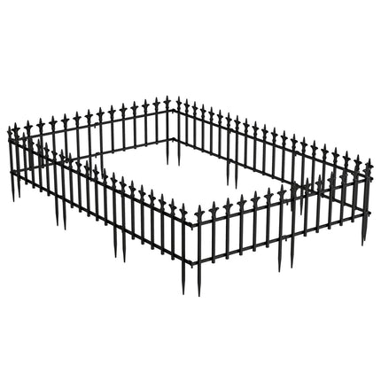 Decorative Metal Garden Fence, No-Dig, 5/10-Pack, Black