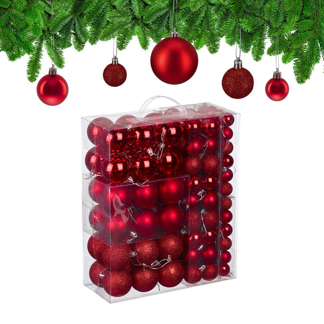 Set decorativ din plastic pentru pom de Crăciun, 138 de bucăți