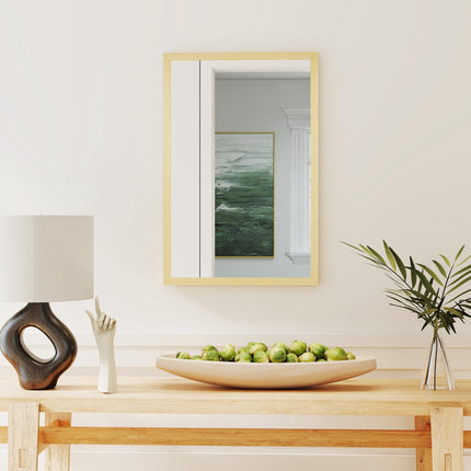 Oglindă decorativă de perete, 40x60 cm, ramă din MDF natural