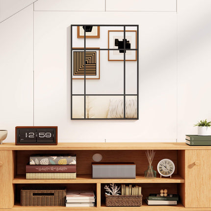 Oglindă decorativă de perete, ramă metalică neagră, 50 x 70 cm