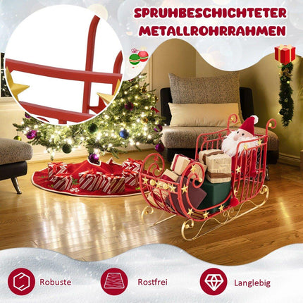 Sanie decorativa pentru sania metalica de Craciun Decor de Craciun 99 x 36 x 61 cm rosu