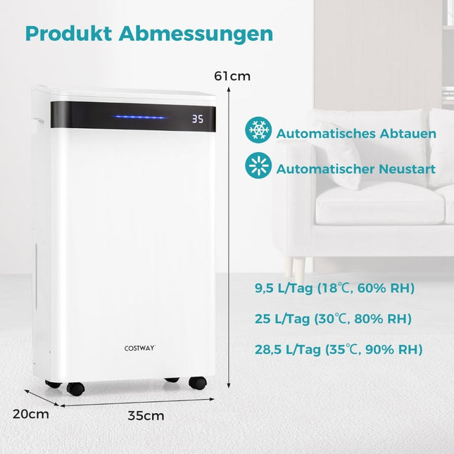 Dezumidificator 28,5 l/zi, acoperire 35 m², 4 moduri, alb