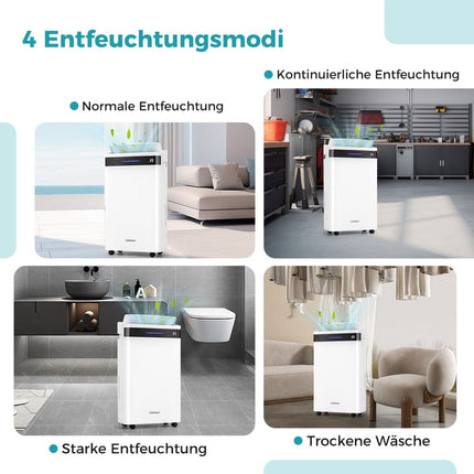 Dezumidificator 28,5 l/zi, acoperire 35 m², 4 moduri, alb