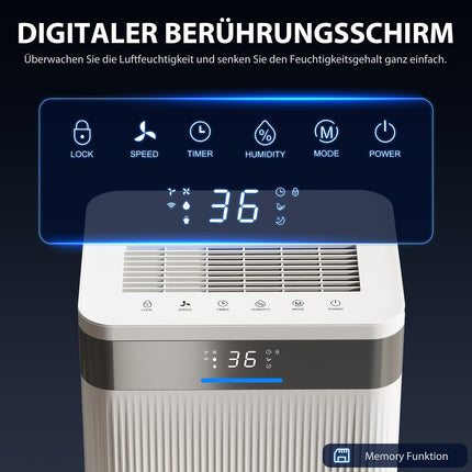 Dezumidificator, rezervor de 4,5 l, temporizator de 24 de ore, afișaj LED