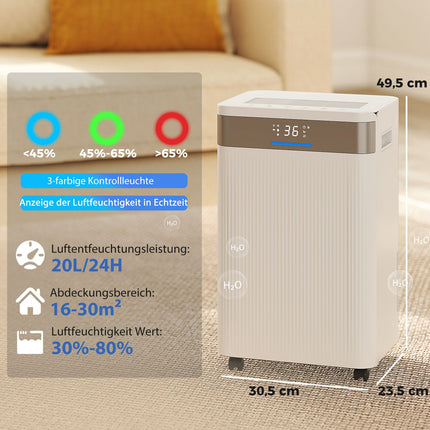 Dezumidificator, rezervor de 4,5 l, temporizator de 24 de ore, afișaj LED