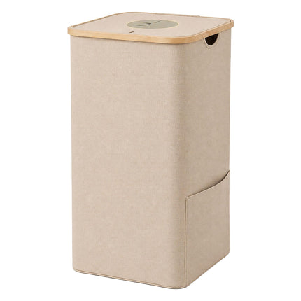 Coș de colectare a sticlelor, 100L – Bej, Bambus