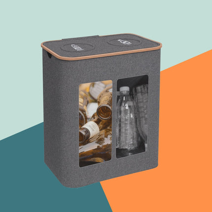 Coș de reciclare a sticlelor, 2 secțiuni, 60-100 sticle
