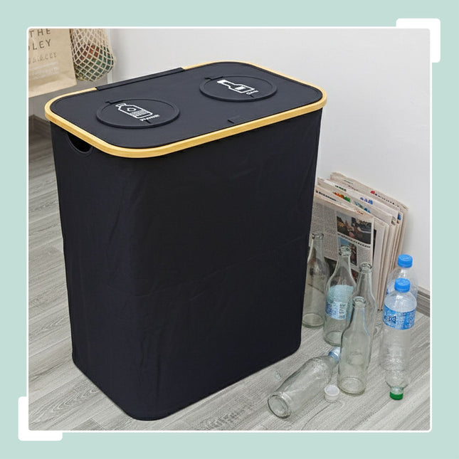 Coș de reciclare a sticlelor, 2 secțiuni, 60-100 sticle
