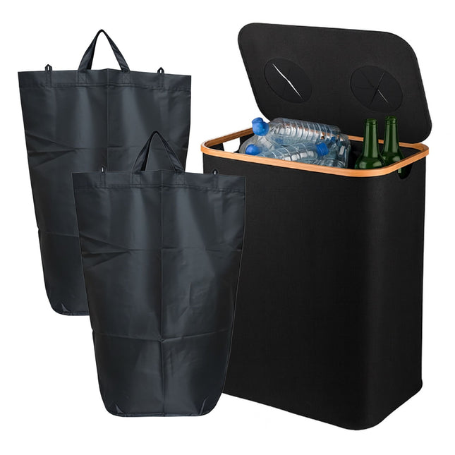 Coș de reciclare a sticlelor, 2 secțiuni, 60-100 sticle
