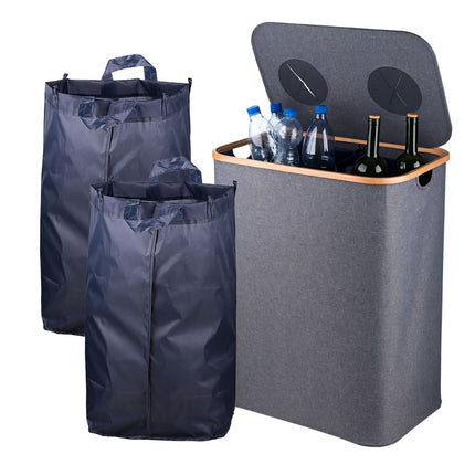 Coș de reciclare a sticlelor, 2 secțiuni, 60-100 sticle