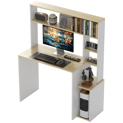Birou 113 x 45 cm Birou computer Masă de birou cu rafturi deschise Suport CPU Cadru de oțel pentru birou acasă dormitor stejar |