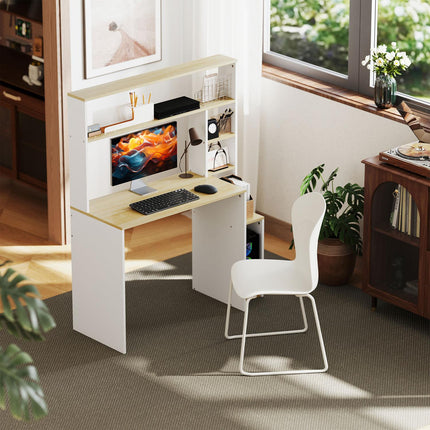 Birou 113 x 45 cm Birou computer Masă de birou cu rafturi deschise Suport CPU Cadru de oțel pentru birou acasă dormitor stejar |