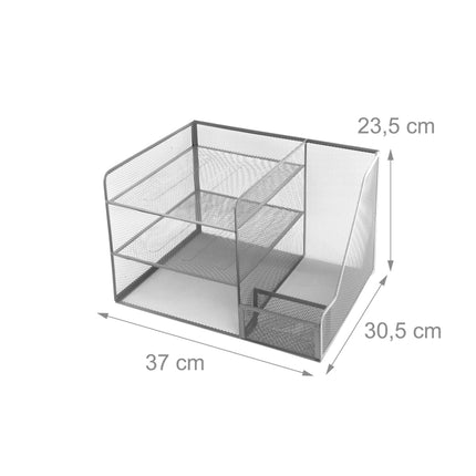 Organizator de birou, plasă metalică, 5 compartimente