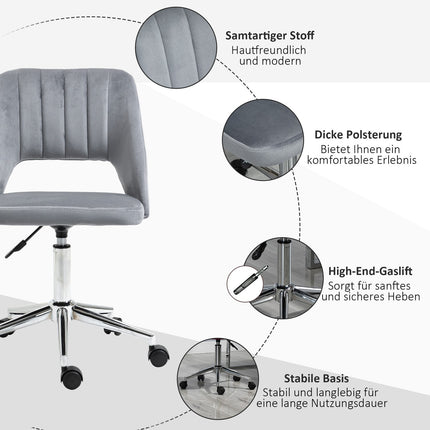 Ergonomic rotating desk chair in velvet look, dark grey
