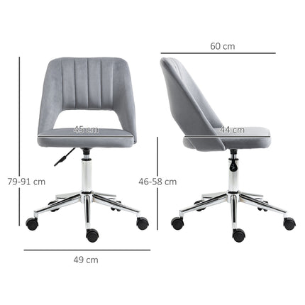 Ergonomic rotating desk chair in velvet look, dark grey