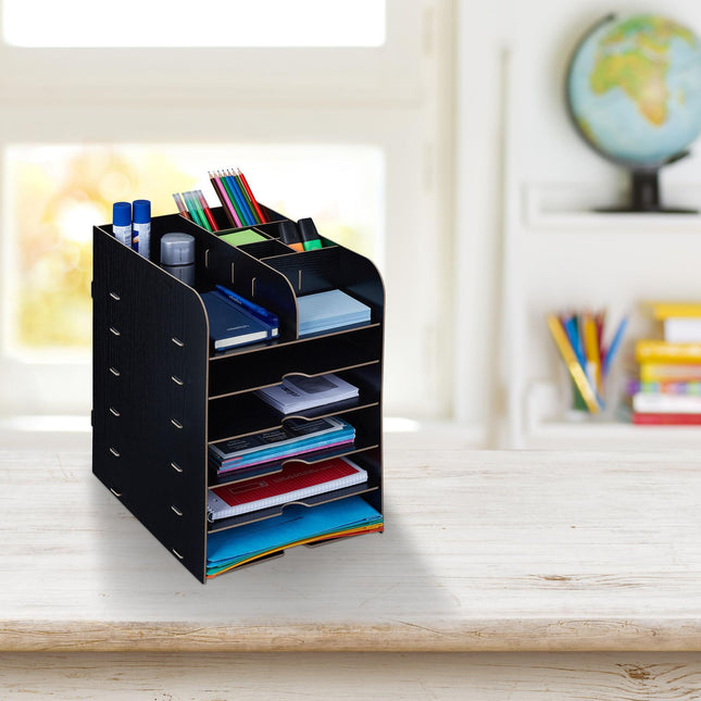 Organizator de birou cu compartiment de depozitare