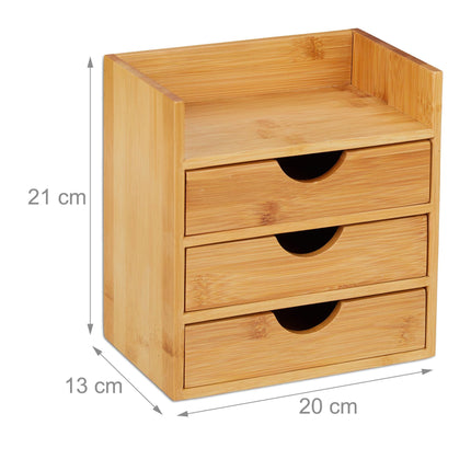 Desk storage with bamboo drawers