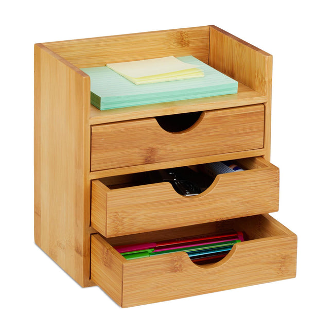 Desk storage with bamboo drawers