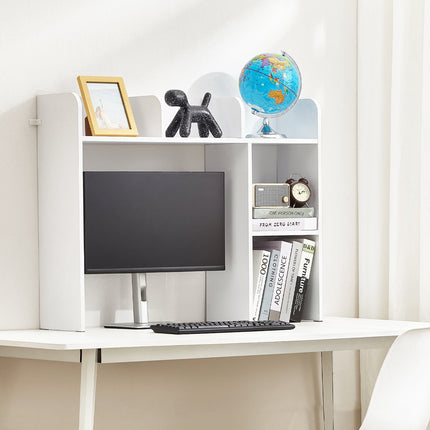 Desktop Bookshelf Hutch, 2-Tier, White, 37.2 Inch