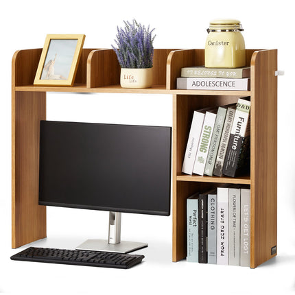 Desktop Bookshelf Hutch, 2-Tier Wood, 37.2 Inch Wide