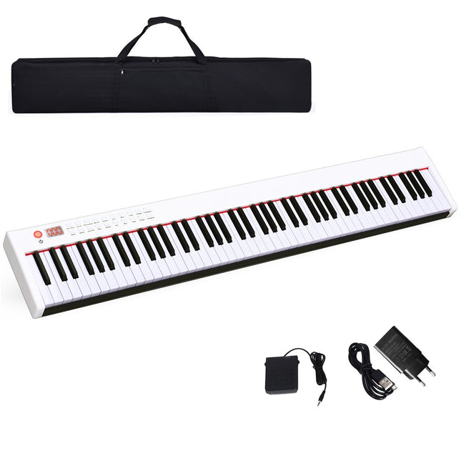 Pian digital cu 88 de taste Tastatură electronică portabilă 127 x 21,5 x 6,5 cm Alb + Negru