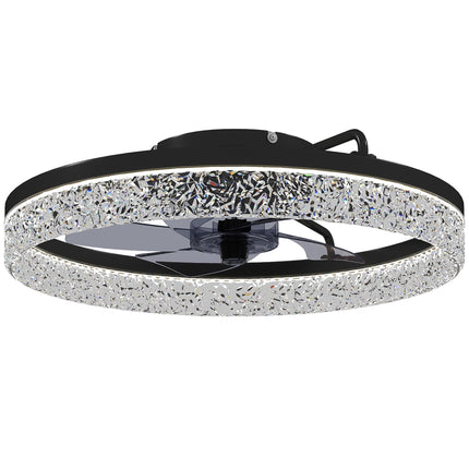 Ventilator de tavan LED reglabil cu telecomandă, negru, diametru 50 cm