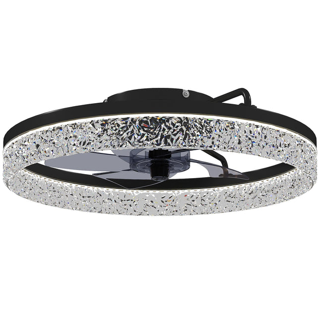 Ventilator de tavan LED reglabil cu telecomandă, negru, diametru 50 cm