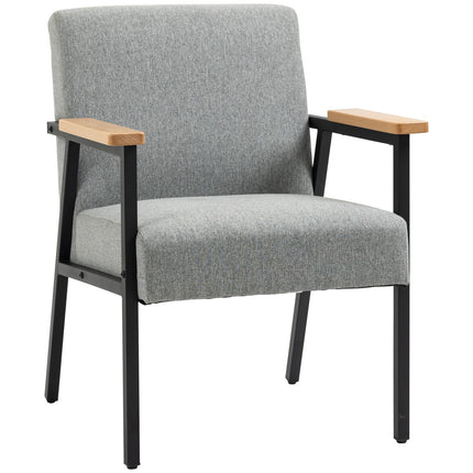 Armchair in gray linen look - Wingback, relaxation, 64.5x70x83.5 cm