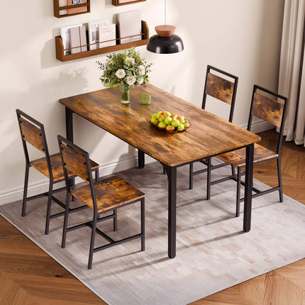 Dining Chairs Set Of 2 – Metal Frame, MDF Seat, Brown