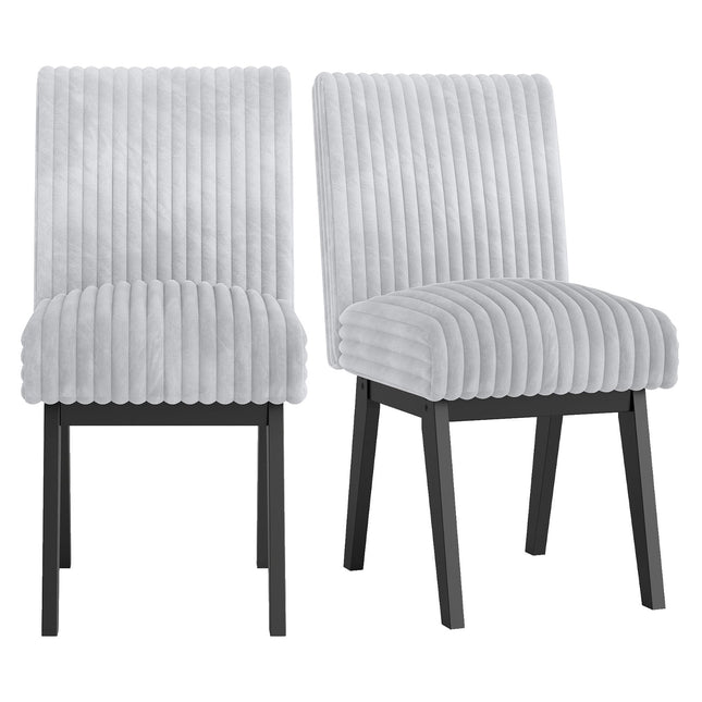 Dining Chairs Set of 2, Padded Seat, Rubberwood Legs, Gray