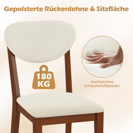 Set de 2 scaune de bucătărie, tapițate cu piele Sherpa, capacitate 180 kg