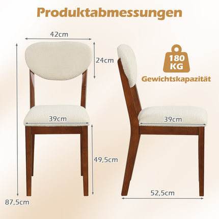 Set de 2 scaune de bucătărie, tapițate cu piele Sherpa, capacitate 180 kg