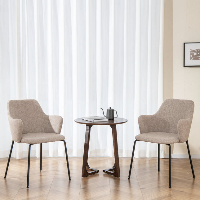 Dining Chairs Set of 2, Upholstered Armchairs, Beige