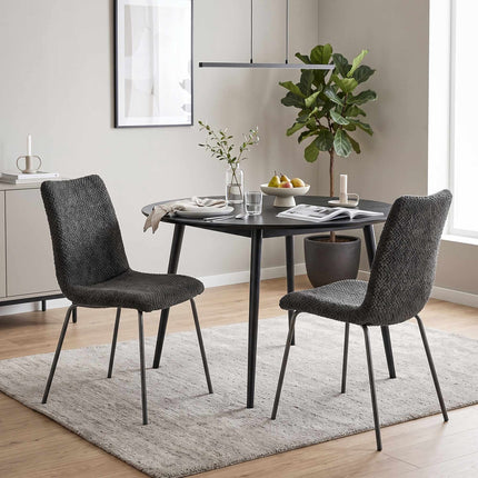 Dining Chairs Set of 2 with Velvet Upholstery and Metal Legs, Dark Grey