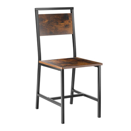 Dining Chairs Set of 4, Metal Frame, Rustic Brown Black