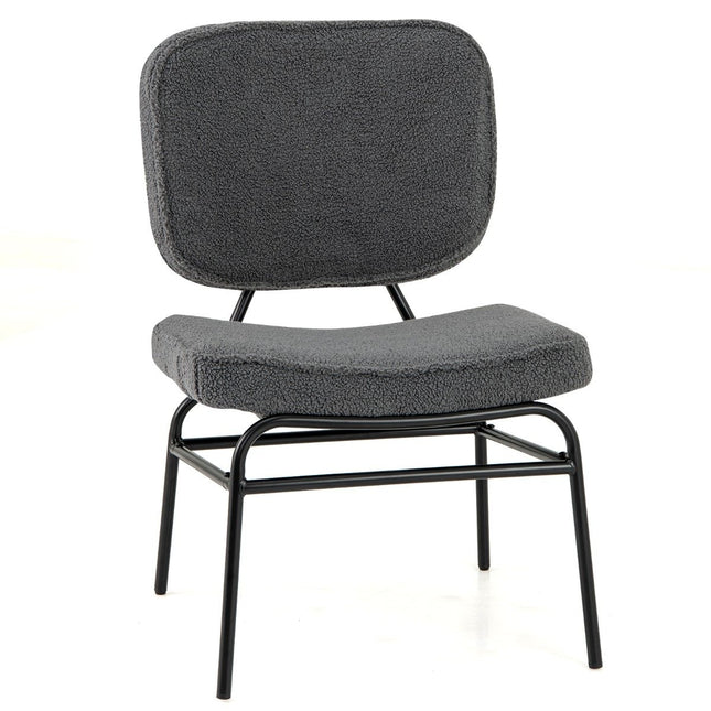 Dining Chair with Curved Seat &amp;amp; Backrest Sherpa kitchen chair upholstered chair gray