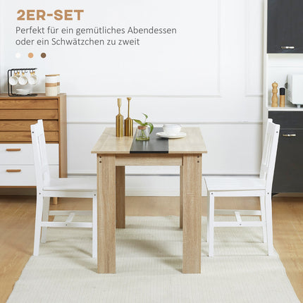 White Pine Wood Dining Chair Set of 2 - 41x47x86 cm