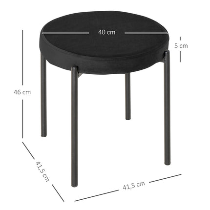 Scaune pentru Sufragerie Set 4 Scaune Stivuibile Cu Sezut Captusit, Husa Catifea, Negru, 41,5X41,5X46Cm